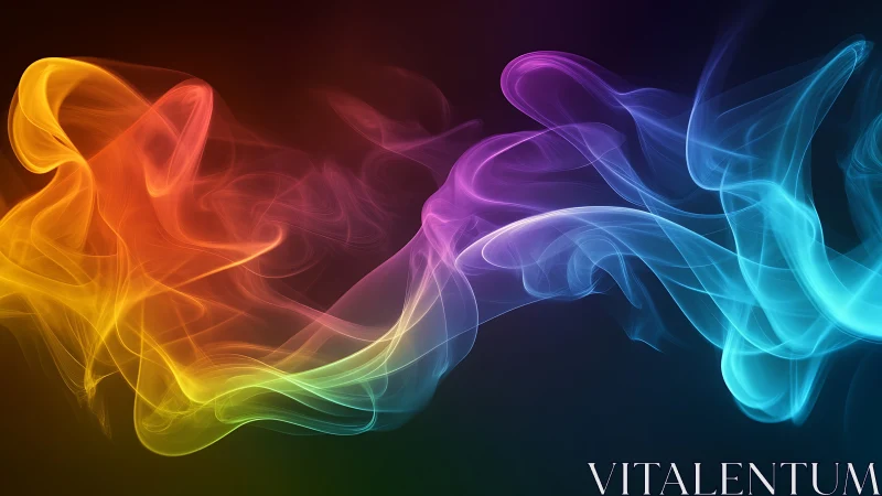 Multicolored translucent smoke waves on dark gradient field.