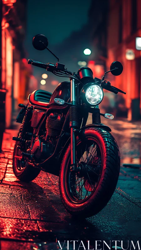 Midnight street racer hums beneath neon-drenched rain