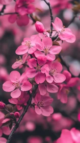 Blossom Cascade in Magenta: Nature's Delicate Spring Symphony.