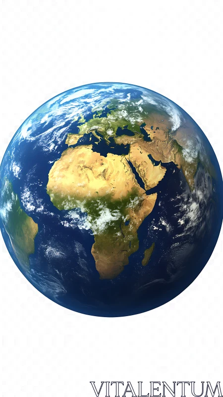 Planet Earth floats in white space with vivid global detail