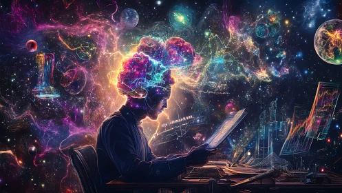 Mindstorm cartographer mapping galaxies of electric thought.