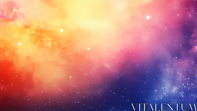 Nebulae paint a sunrise rainbow across the silent cosmos