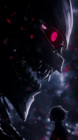 Midnight mech-lord bends close to test a silent hero