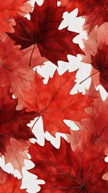 Red maple leaves are rendered in layered watercolor pattern