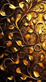 Golden vines curling across rich textured darkness.