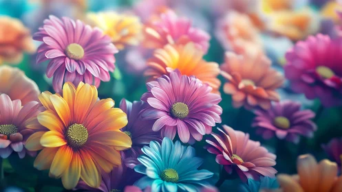 Chromatic Gerbera Paradise: Blooms in Vivid Radiance.