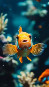 Frontally aligned reef fish in shallow depth-of-field portrait.