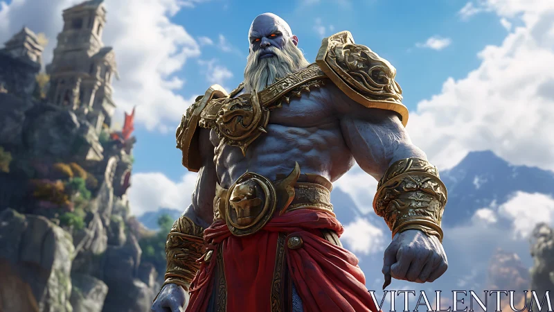 Muscular armored titan rendered in high detail with dynamic lighting