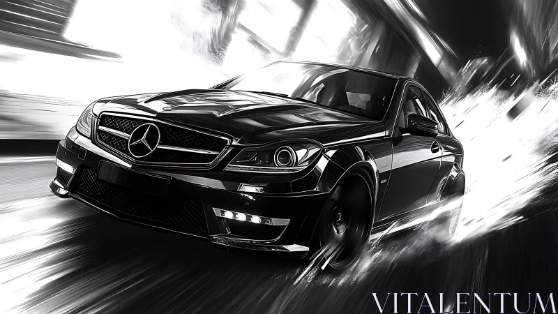 Midnight street racer slicing through light and motion.