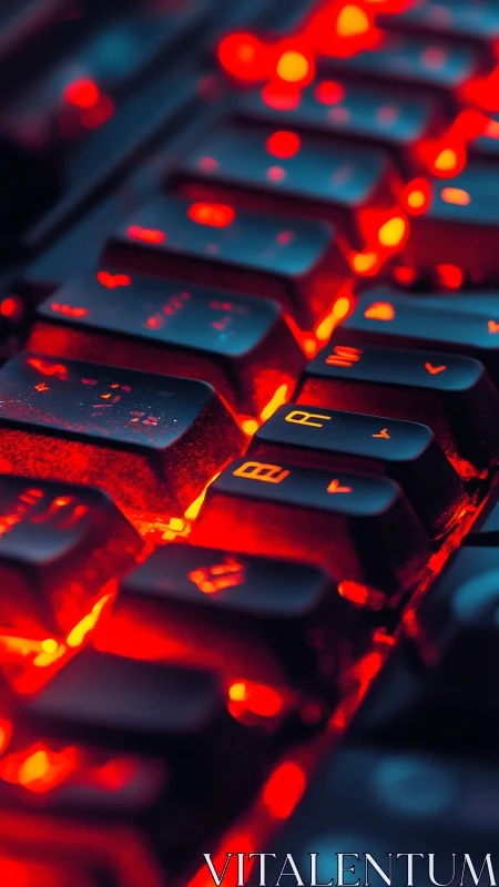 Glowing gaming keyboard keys wrapped in cozy neon light.