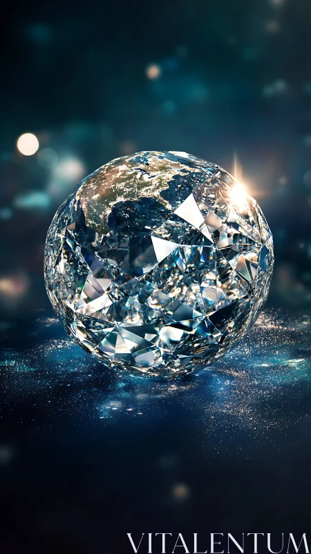 Crystal Earth sphere renders refracted light in cosmic void