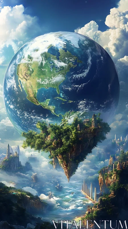 Floating worlds invite a gentle journey around a dream Earth