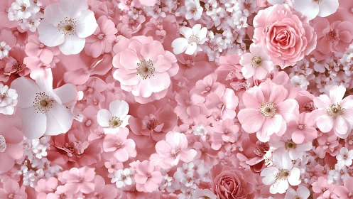 Cascading Pink Blossom Abundance Overflows with Creamy Petals.