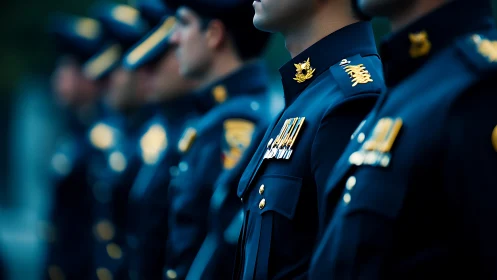Ceremonial uniforms lined with quiet medals and resolve.