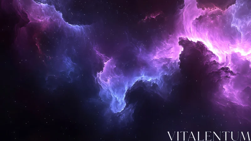 Digital nebula render depicts luminous violet gas clouds
