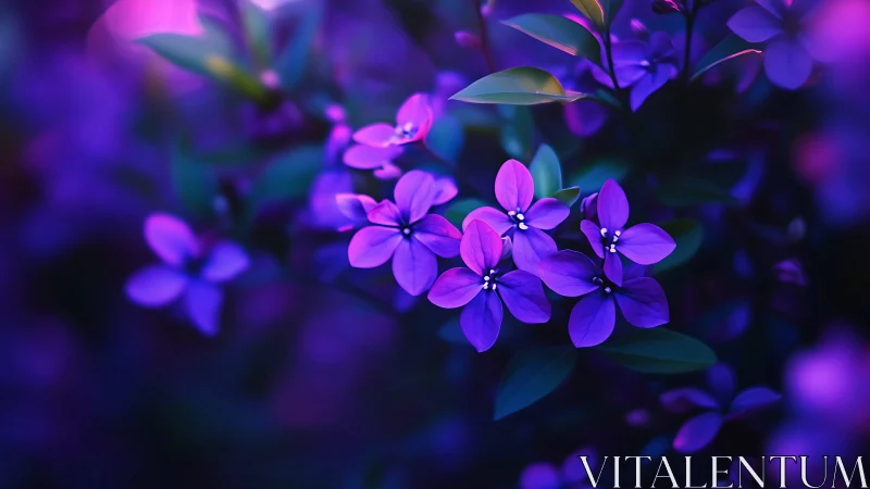 Neon Purple Blossoms Glow in Evening Light.