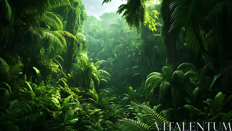 Deep Jungle Sanctuary: Where Light Meets Ancient Green.