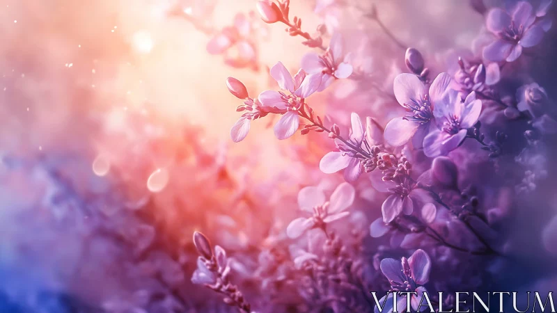 Soft-focus floral arrangement with luminous bokeh and gradient color transition.