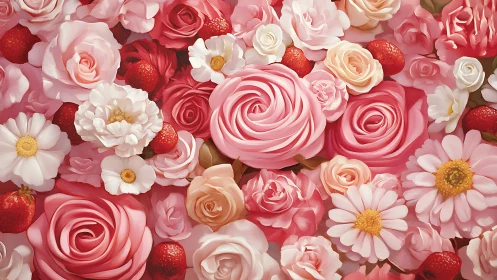 Lush Floral Arrangement Blooms in Vibrant Pink and Red Tones