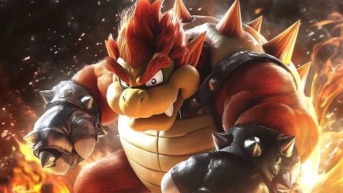 Fiery spiked creature charges forward in dynamic 3D render.