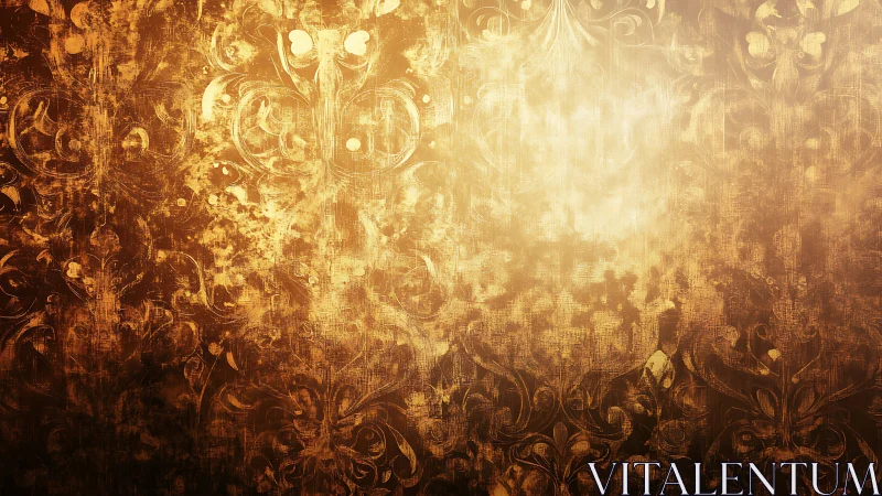 Aged golden damask texture with glowing light center.