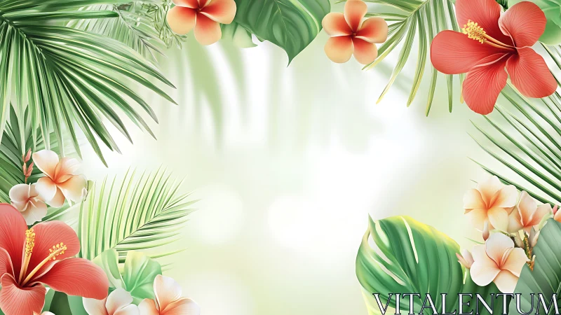 Tropical Blooms Frame Serene Garden Escape