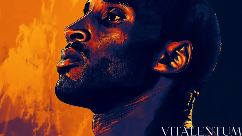 Glowing portrait of quiet strength in bold orange light.