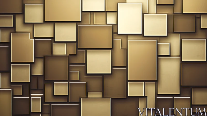 Layered metallic rectangles form golden geometric grid.