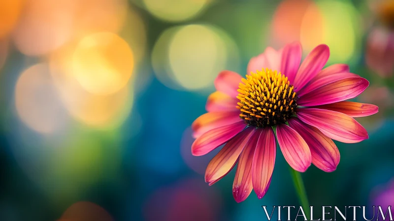Pink Echinacea Flower with Bokeh Background: Shallow-Focus Macrophotography.