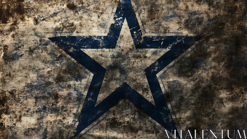 Weathered blue star emblem on distressed canvas field.