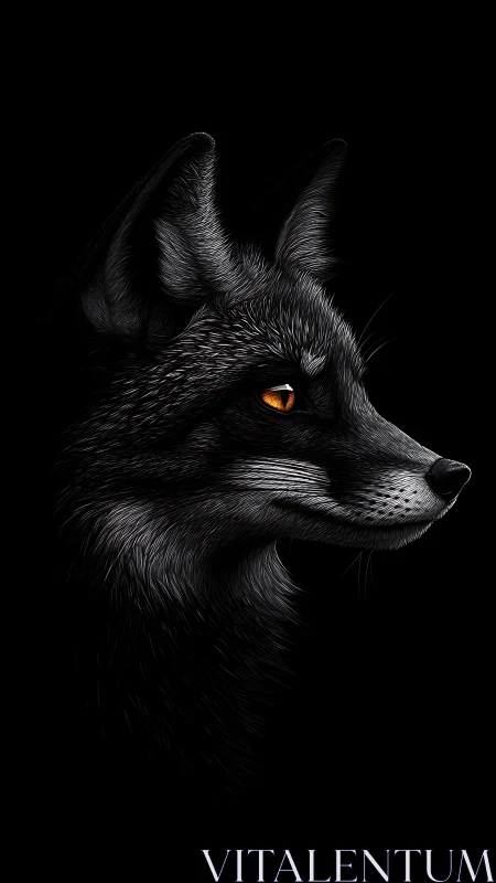 High-contrast digital fox profile with detailed fur rendering