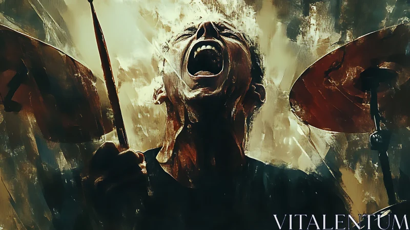 Explosive drummer portrait renders visceral performance energy