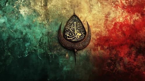 Graceful Arabic calligraphy glows on rich textured colors