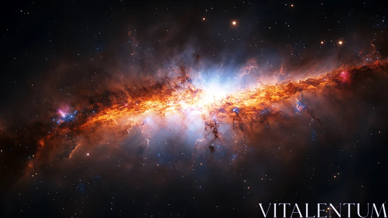 Blazing galactic core erupts with vivid cosmic starfire