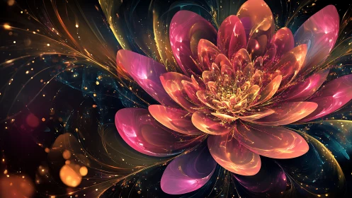 Fractal bloom radiates luminous petals in cosmic void.