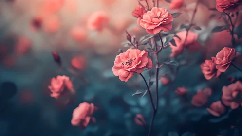 Soft Pink Roses Blooming in a Dreamy Garden