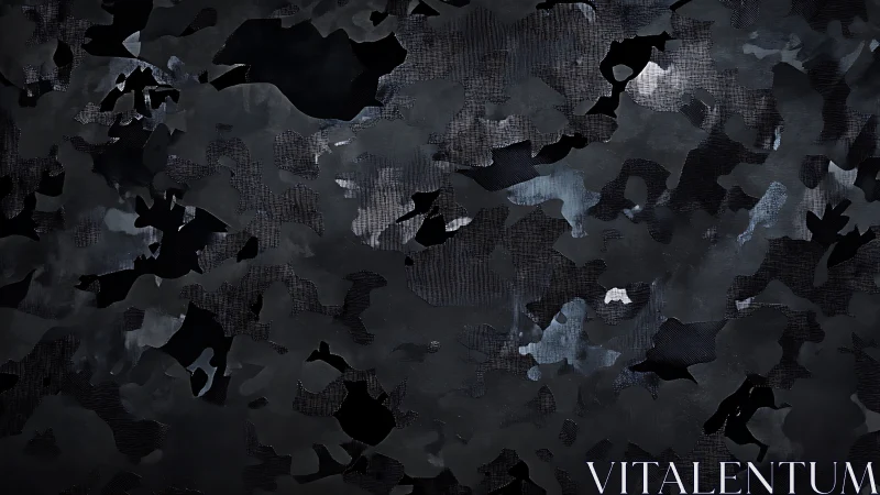 Dark abstract camouflage texture suggests stealth and depth