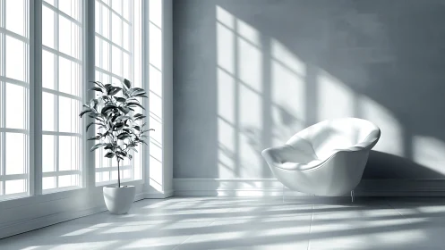 Sunlit modern lounge corner invites calm reflective pause