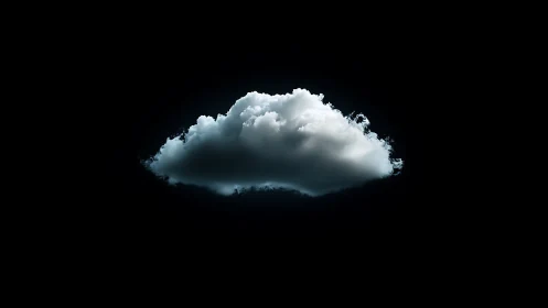 Isolated luminous cloud floating in dark negative space.