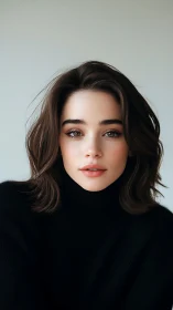 Soft gaze in a turtleneck quietly rewrites portrait grace