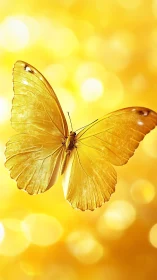 Golden butterfly drifts gently across a glowing yellow sky