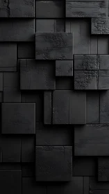 Stratified matte-black relief panels with micro-textural gradation.