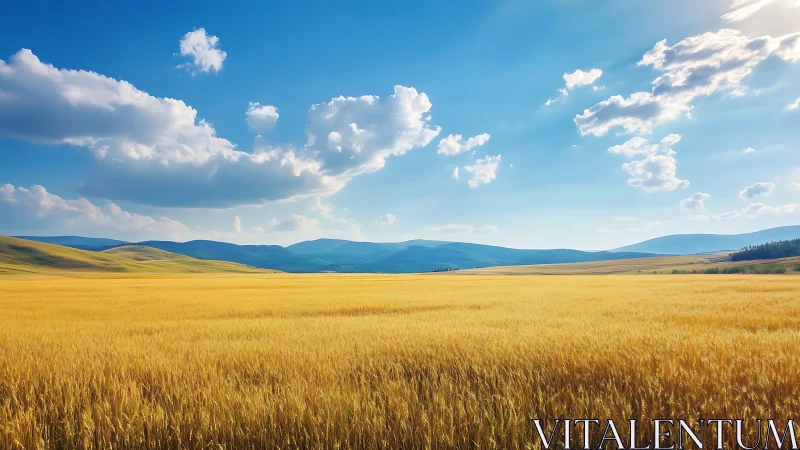 Endless wheat ocean hums softly beneath a drifting sky