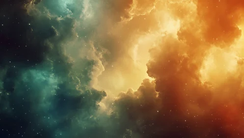 Colorful cosmic nebula clouds in deep outer space.