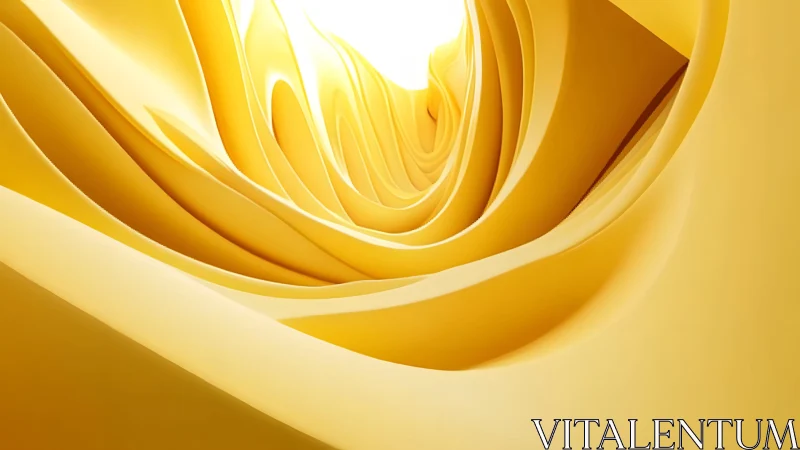 Abstract golden wave patterns with luminous center, digital art.
