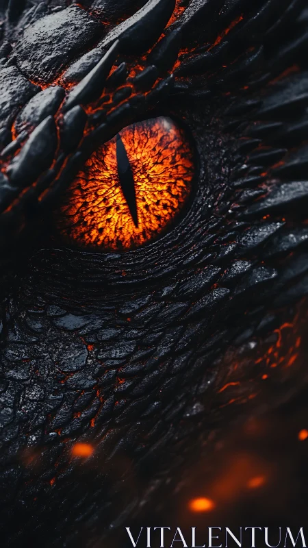 Lava-lit dragon eye macro with obsidian-scaled textures.
