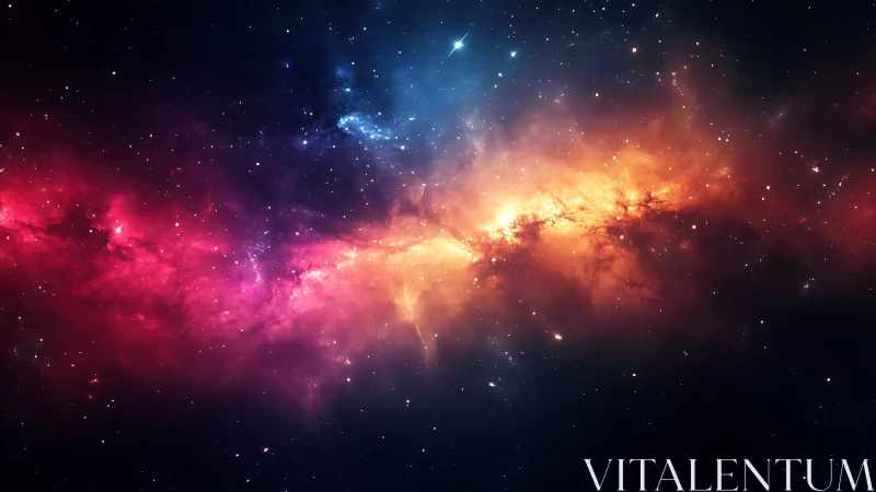 Stellar nebula band glows with vivid triadic cosmic color.