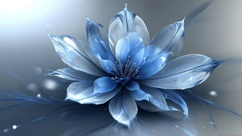 Translucent blue flower rendered with high-frequency microdetail