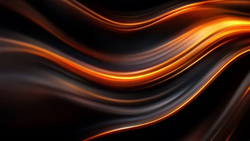 Luminous copper light waves flowing through dark space.