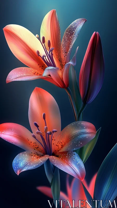 Luminescent Lilies with Gradient Iridescence Effects.